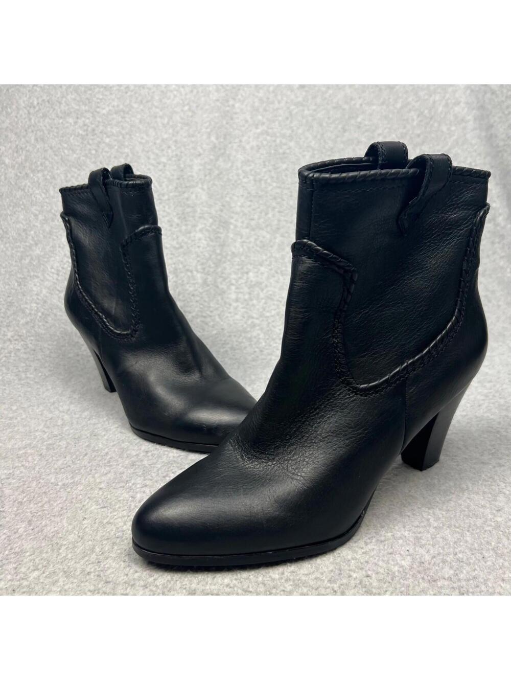 Karl Lagerfeld Black Leather Ankle Boots Bootie Western Womens 11 Cowgirl
